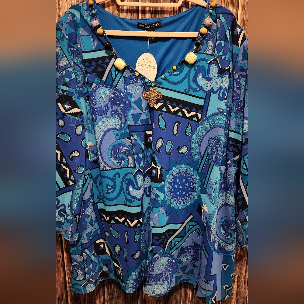 DIVA COLLECTION AZTEC PRINT SHIRT